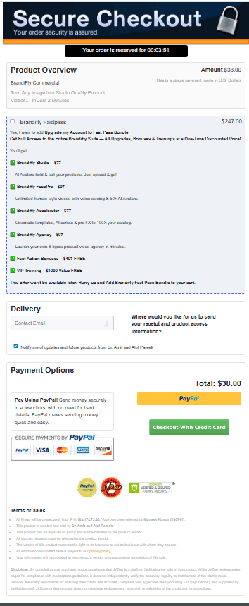 Brandifly Checkout Page